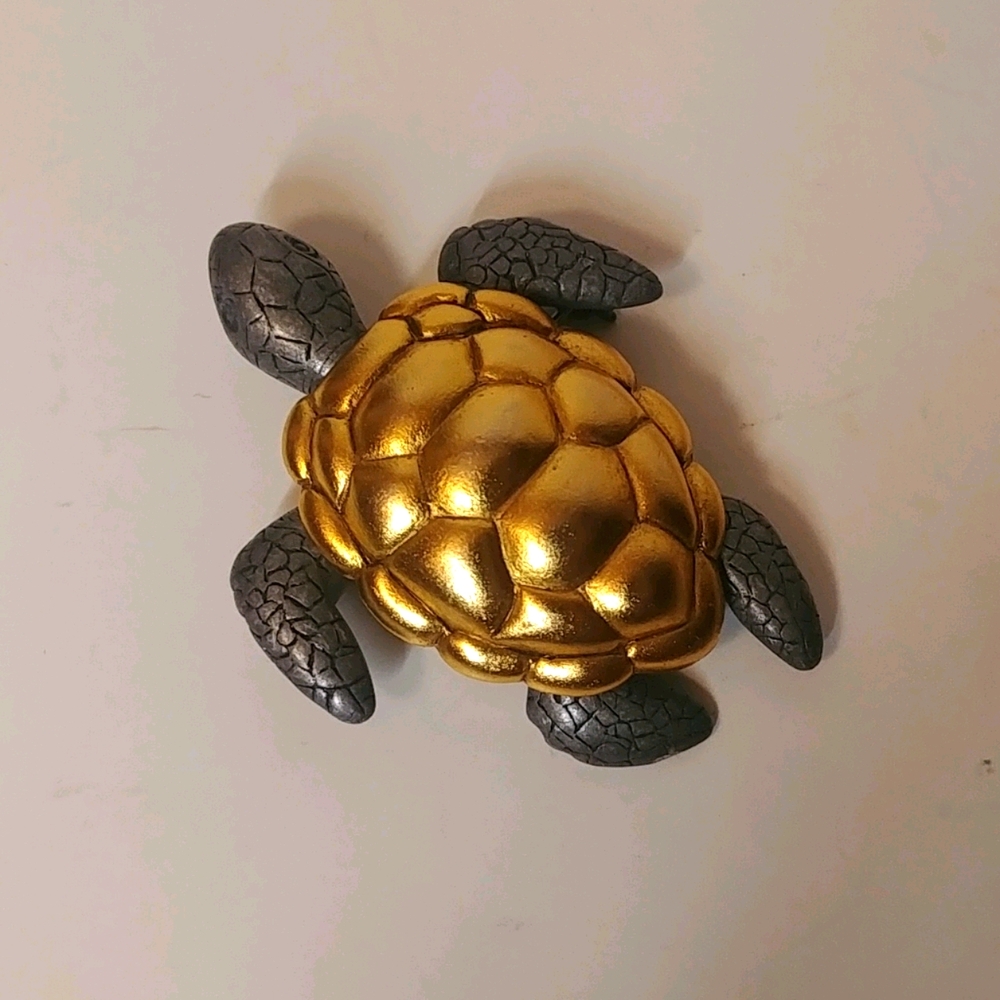 Danecraft Sea Turtle Pin Pewter Gold Shell Brooch
